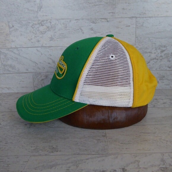 John Deere Hat Baseball Cap Yellow Green Farm Tractor Retro Mesh Work Strapback - Picture 5 of 8